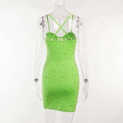 OEM maufactory girl slim hip skirt design sleeveless short polyester fashion lace beam waist stitching camisole dress
