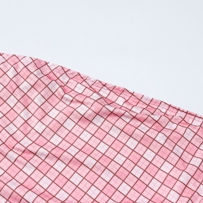 OEM  maufactory long -sleeved short skirt side polyester women's pink lattice dress