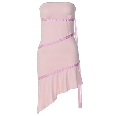 OEM maufactory European and American style 2023 Summer new short polyester sexy tube top skirt fashion dress