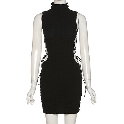 OEM maufactory Polyester Spring Summer Round Neck Sleeveless Sexy Belt European American Style