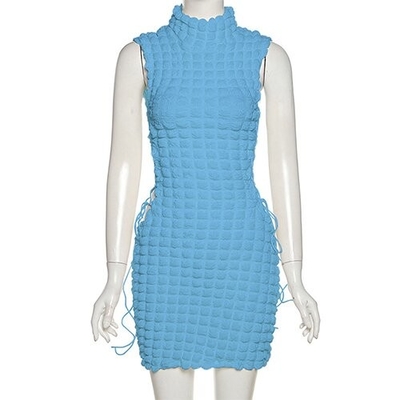 OEM maufactory Polyester Spring Summer Round Neck Sleeveless Sexy Belt European American Style