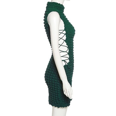 OEM maufactory Polyester Spring Summer Round Neck Sleeveless Sexy Belt European American Style