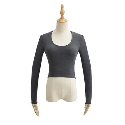OEM maufactory U Collar Long Sleeved T Shirt Female 22 Autumn Polyester Hot Girl