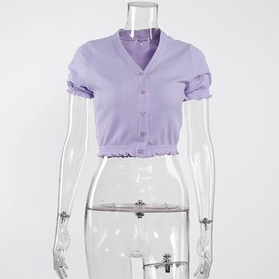 OEM maufactory Cross -border polyester new European and American  short -sleeved sexy V -neck short T -shirt