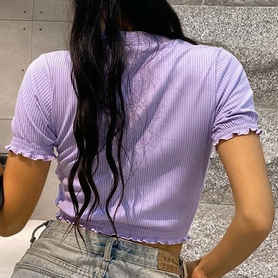 OEM maufactory Cross -border polyester new European and American  short -sleeved sexy V -neck short T -shirt