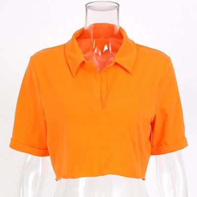 OEM maufactory European and American style  polyester v-neck women's new basic foundation looseT -shirt