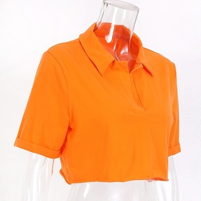 OEM maufactory European and American style  polyester v-neck women's new basic foundation looseT -shirt