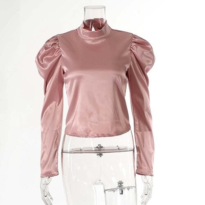OEMmaufactory  Cross -border 2021 women's new European and American pleated long -sleeved shirt sweet top f