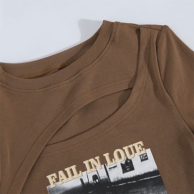 OEM Summer European And American Sexy Female T -Shirts Printing Hollowed Umbilical