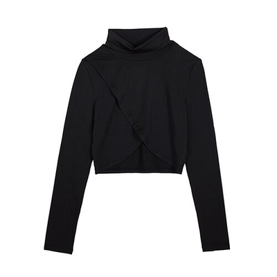 OEM Women'S Sexy Long Sleeved T -Shirt Elastic Slim Tube Top Irregular Split
