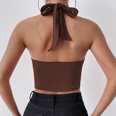 OEM maufactory European cross -border new women's European and American sexy vest hanging neck tie v -neck