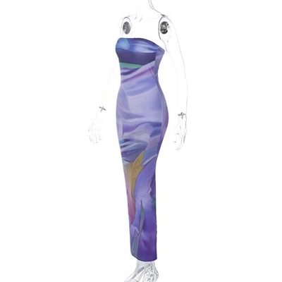 OEM maufactory European and American style women's clothing 2023 Summer new fashion printing slimming thin back