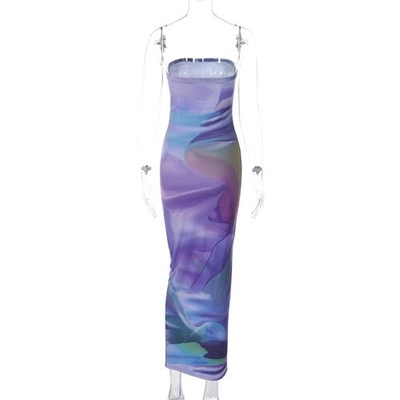 OEM maufactory European and American style women's clothing 2023 Summer new fashion printing slimming thin back