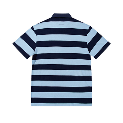 Summer 100% Cotton Polo Shirt Short Sleeve Unisex Multicolor Horizontal Striped Shirt