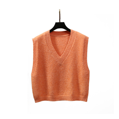 ODM V Neck Solid Bespoke Sweaters Vests High Elastic Knitted Sleeveless Sweater