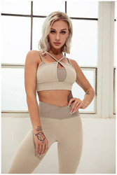 Oem Factory Manufacturer Custom Logo Women's Sexy Yoga Tops Double Shoulder Strap Sports Bra