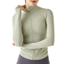 Customized Logo Nylon Cotton Women Sports Clothes Stand Collar Full Zip Yoga Jacket