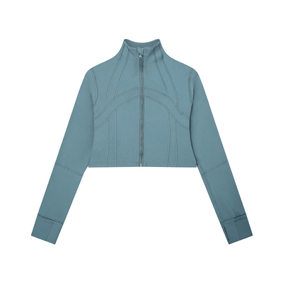 100% Polyester Lightweight Women Yoga Top Comfortable Long Sleeve Zip Up Coat