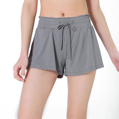 Polyester Cotton Gym Training Shorts Grey Women'S Loose Workout Pants