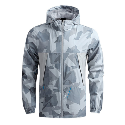 Blue Gray Camouflage Outdoor Windbreaker Jacket Mens Mountain Coats