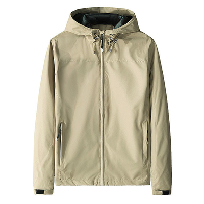 Khaki Oversized Outdoor Windbreaker Jacket Fashionable Mens Sport Coat Logo Printed
