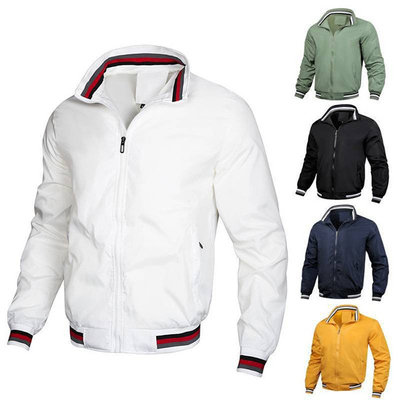 Spring Lapel Baseball Zipper Jacket 100 Percent Polyester Sport Jacket