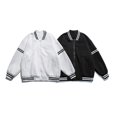 Fashion Spring Waffle Embroidered Baseball Jacket Men And Women Street Loose Matching Jackets