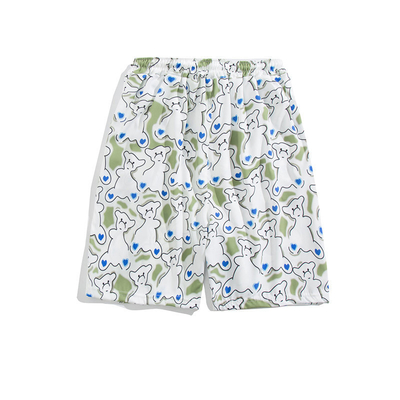 Loose Print Large Size Athletic Leisure Shorts Broken Flower Beach Short For Men