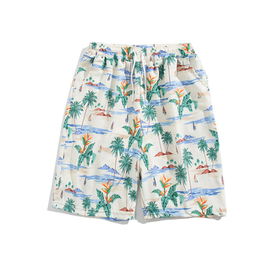 Loose Print Large Size Athletic Leisure Shorts Broken Flower Beach Short For Men