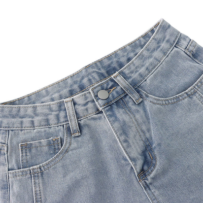OEM Retro Washed Loose High Waisted Jean Shorts Embroidered Medium Length Pants
