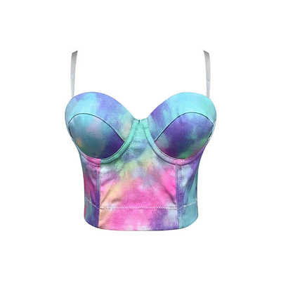XS-XXXXL Women Sleeveless Tank Tops Costume Clubwear Denim Tie Dye Crop Top