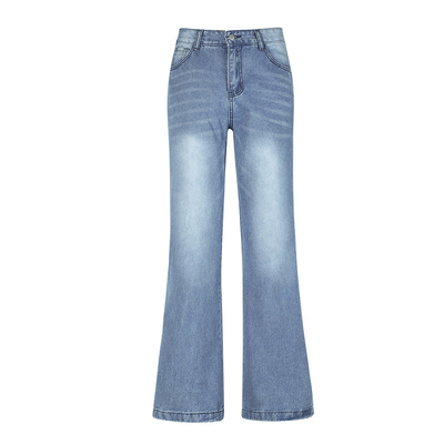 Bespoke Manufactuer Autumn High Waisted Blue Wide Leg woman Jeans