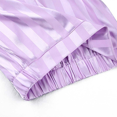 2022 Summer customized shirt pajamas set purple stripes long-sleeved silk pajamas set for ladies home wear