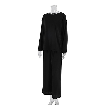 2022 Trend Knitted Long Sleeved Ice Silk Pajamas Set Outer Wear For Ladies