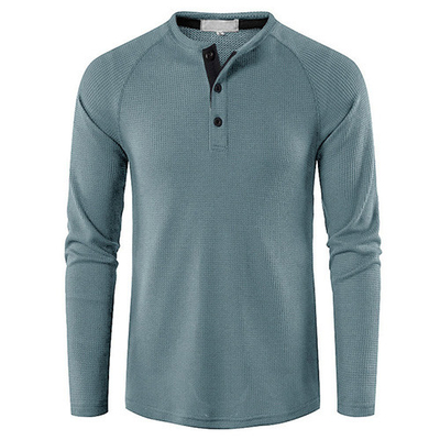 Spring And Autumn 95% Polyester Solid Long Sleeve Round Collar T-Shirt For Men