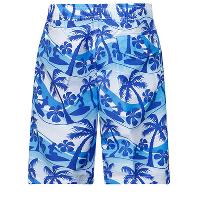 Beach Summer Elastic Waist Men'S Blue Coconut Tree Five Point Shorts Quick Drying