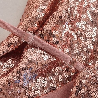 OEM maufactory  Sexy Sleeveless Temperament Sequins Polyester Skirt V Neck Skirt Dress
