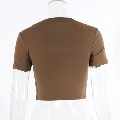OEM Summer European And American Sexy Female T -Shirts Printing Hollowed Umbilical
