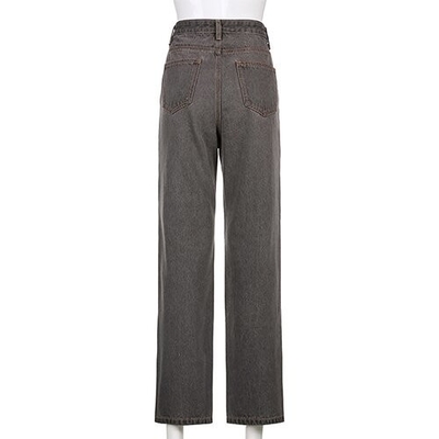 OEM maufactory new European and American women's clothing casual commute love hollow straight tube slim jeans tro