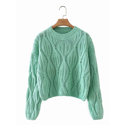 OEM Solid Bespoke Sweaters Long Sleeve Knitwear Round Neck Pullover Women's