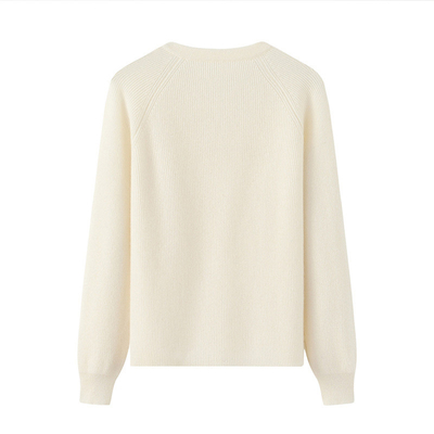 Custom Women Cashmere Sweater Beige Casual Soft V Neck Winter Tops