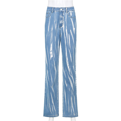 Customized Lady High Weist Jeans Slit Slim Fit Jeans Bespoke Factory