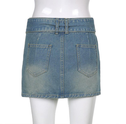 Oem Factory Manufacturer Custom Logo Hip Skirt Lady Short Denim Skirt Custom Denim Clothing