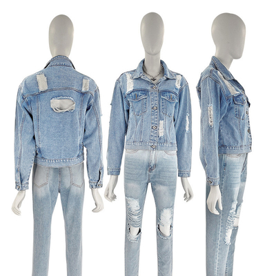 Oem Factory Manufacturer Custom Logo Women Vintage Stonewash Denim Jacket