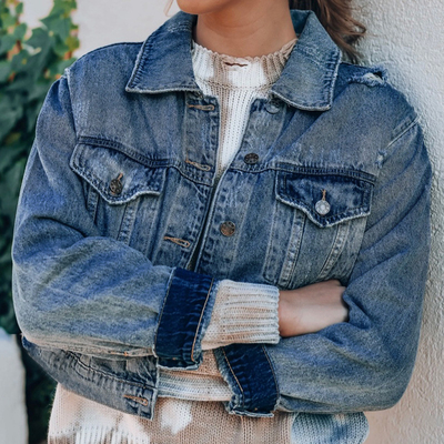 Oem Factory Manufacturer Custom Logo Button Up Ripped Distressed Denim Jacket