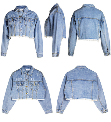 ​Oem Factory Manufacturer Custom Logo Distressed Cropped Jacket Vintage Wash Denim Coat