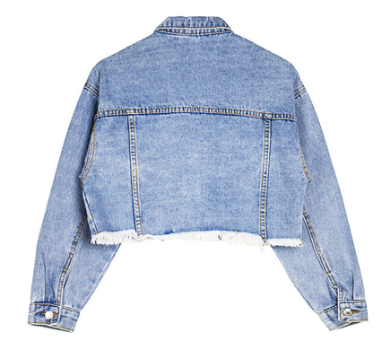 ​Oem Factory Manufacturer Custom Logo Distressed Cropped Jacket Vintage Wash Denim Coat