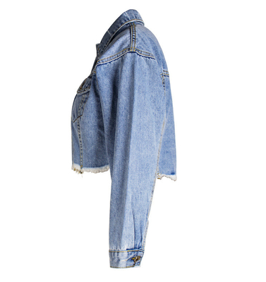 ​Oem Factory Manufacturer Custom Logo Distressed Cropped Jacket Vintage Wash Denim Coat