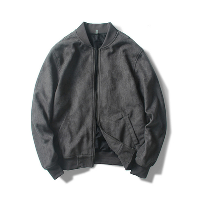 Oem Factory Manufacturer Custom Logo Causal Slim Fit Cotton Suede Leather  Zip Up  Bomber Jackets