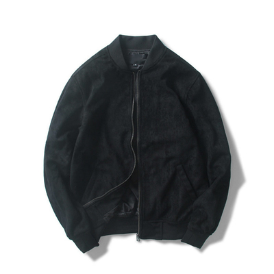 Oem Factory Manufacturer Custom Logo Causal Slim Fit Cotton Suede Leather  Zip Up  Bomber Jackets